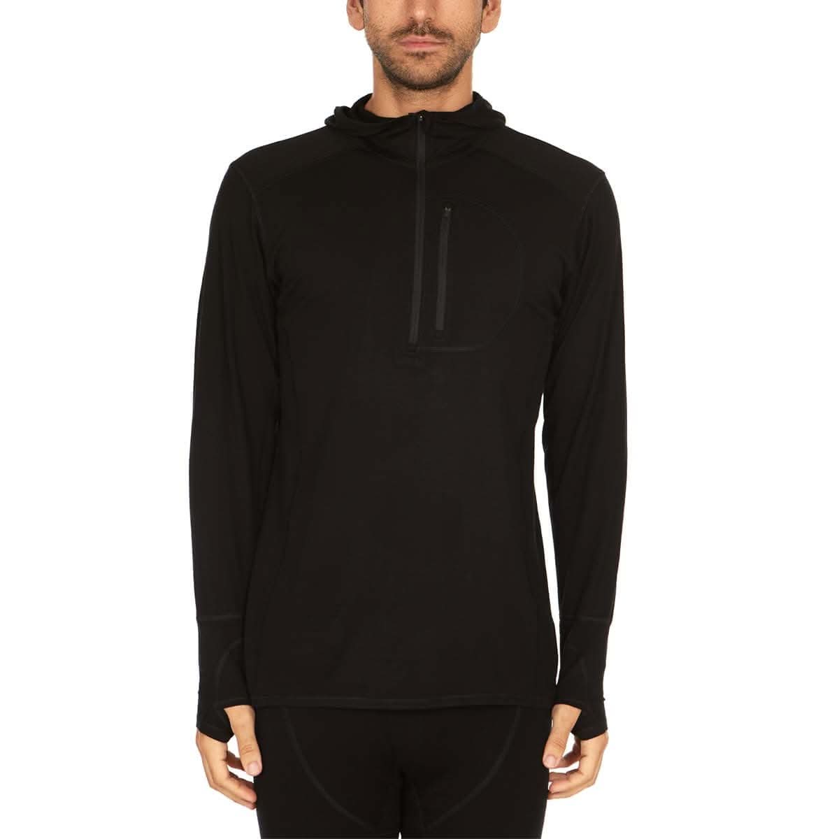 Men's Wool 1/4 Zip Merino Sun Hoodie - Microweight