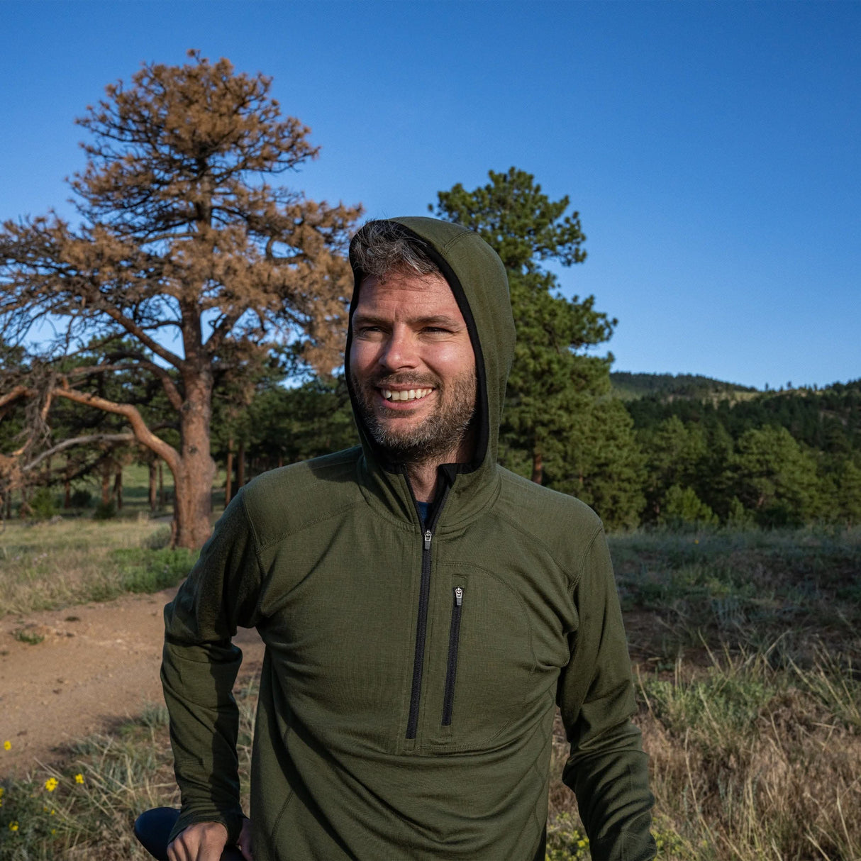 Men's Wool 1/4 Zip Merino Sun Hoodie - Microweight