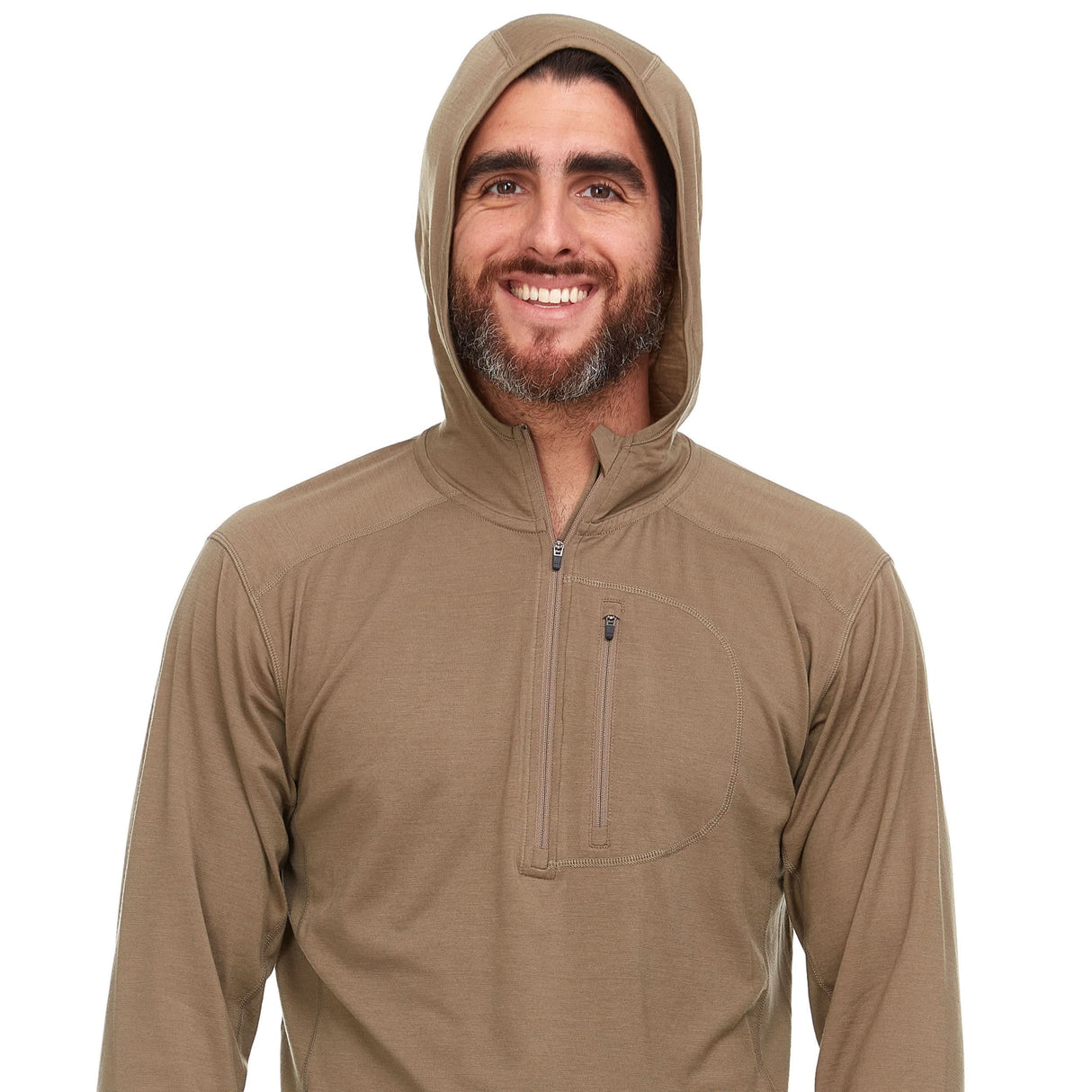 Men's Wool 1/4 Zip Merino Sun Hoodie - Microweight