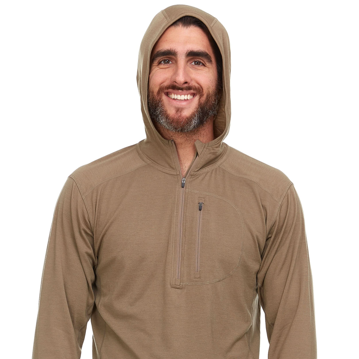 Men's Wool 1/4 Zip Merino Sun Hoodie - Microweight