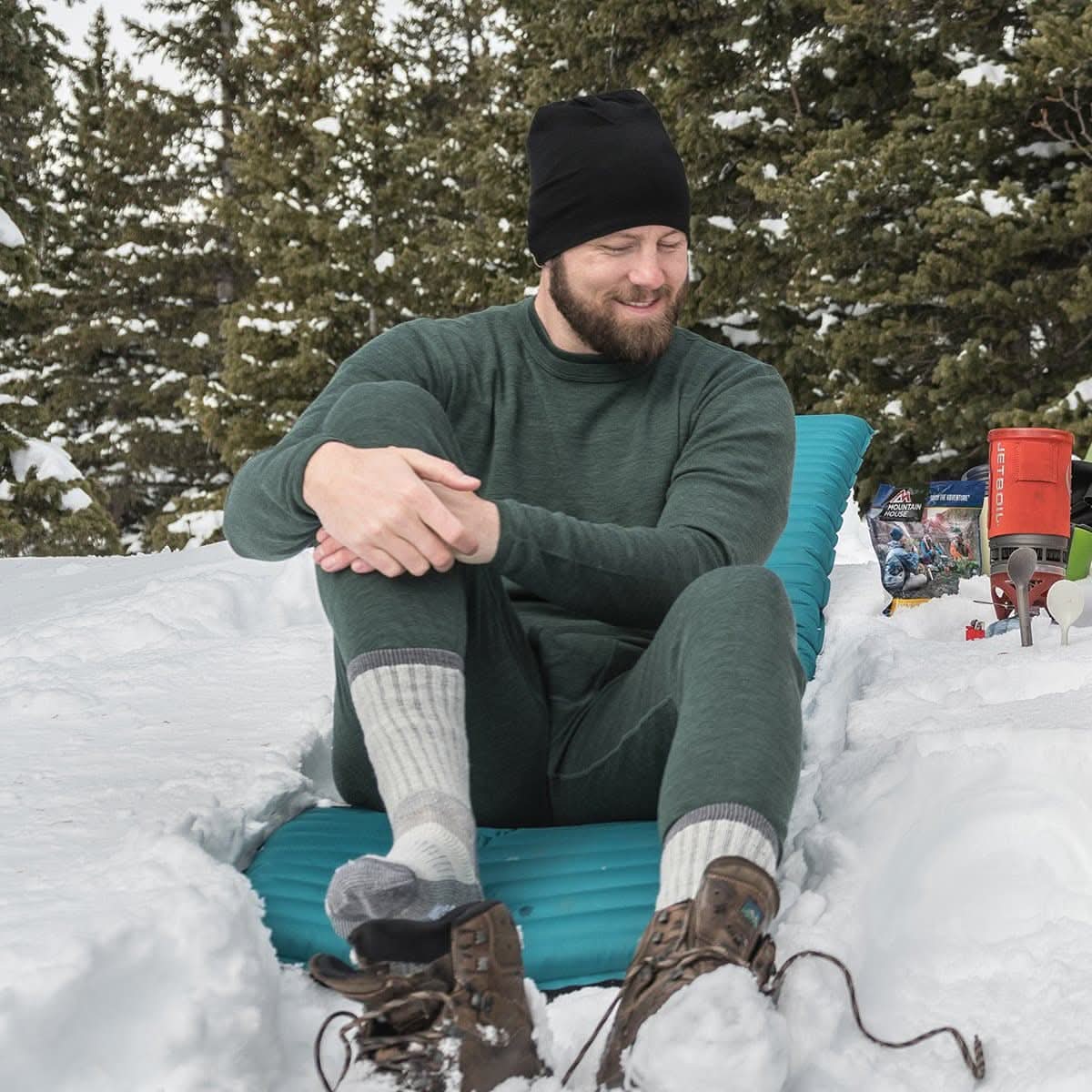 Men's Wool Thermal Top Midweight Base Layer - 100% Merino Wool