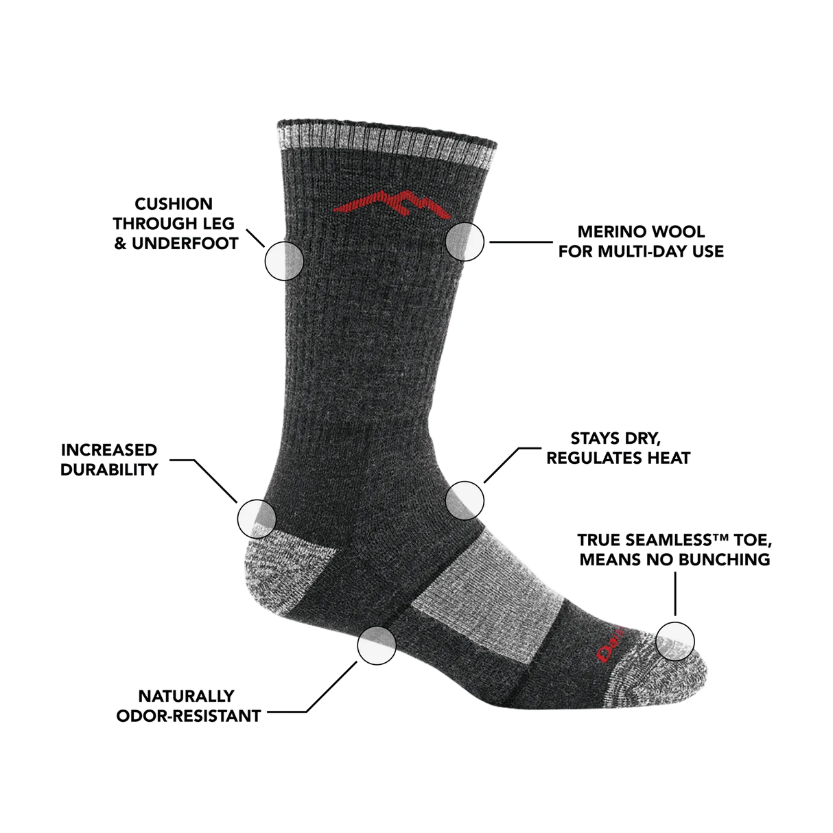 Darn Tough | Men's Hiker Boot Midweight Hiking Sock - Moto Camp Nerd - motorcycle camping