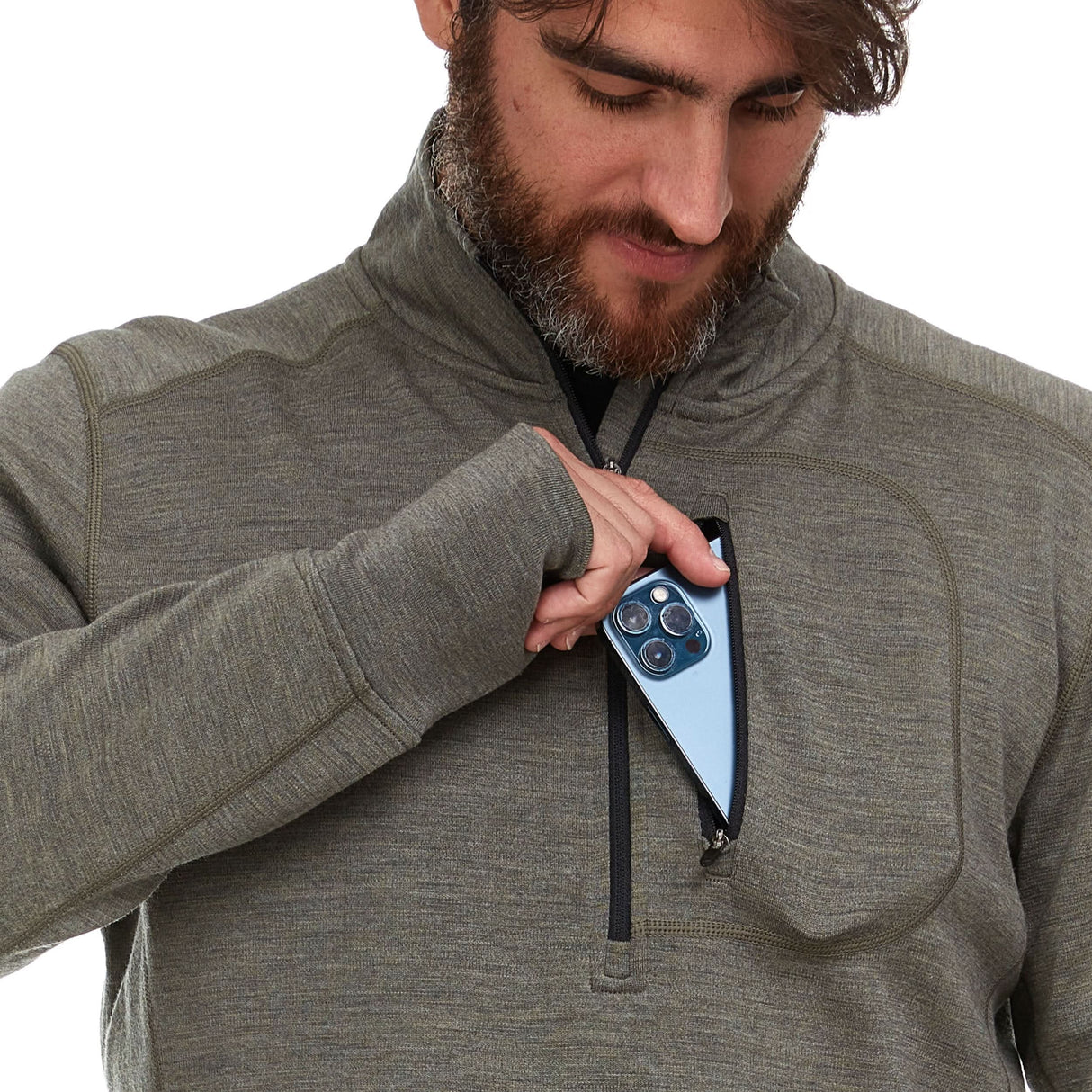 Heavyweight Men's Wool 1/4 Zip - 100% Merino Wool