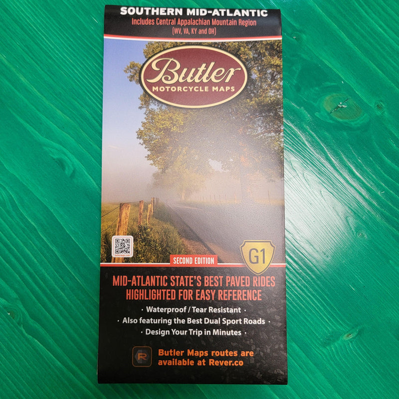 Butler Maps | Southern Mid-Atlantic States G1 map - Moto Camp Nerd - motorcycle camping