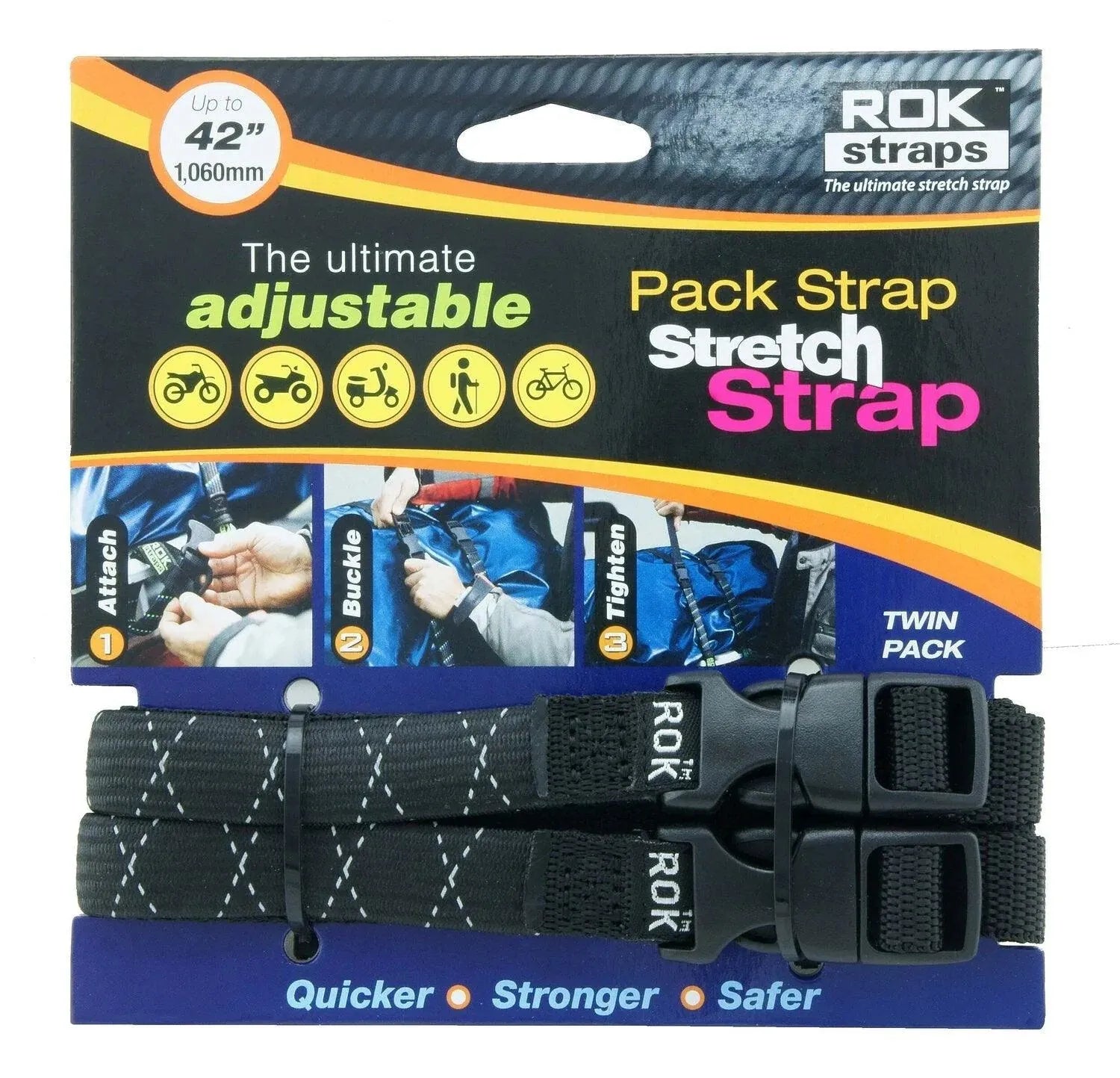 ROK Straps Pack Stretch Strap Motorcycle Camping Gear
