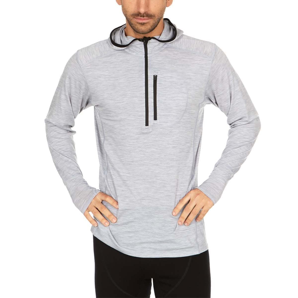 Men's Wool 1/4 Zip Merino Sun Hoodie - Microweight