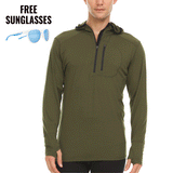 Men's Wool 1/4 Zip Merino Sun Hoodie - Microweight