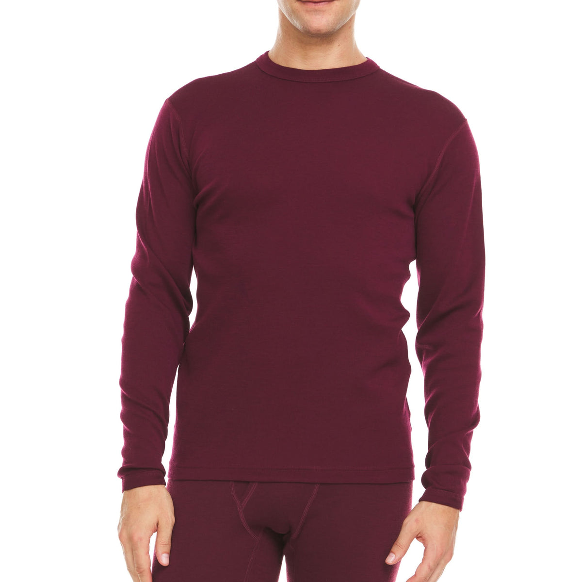 Men's Wool Thermal Top Midweight Base Layer - 100% Merino Wool