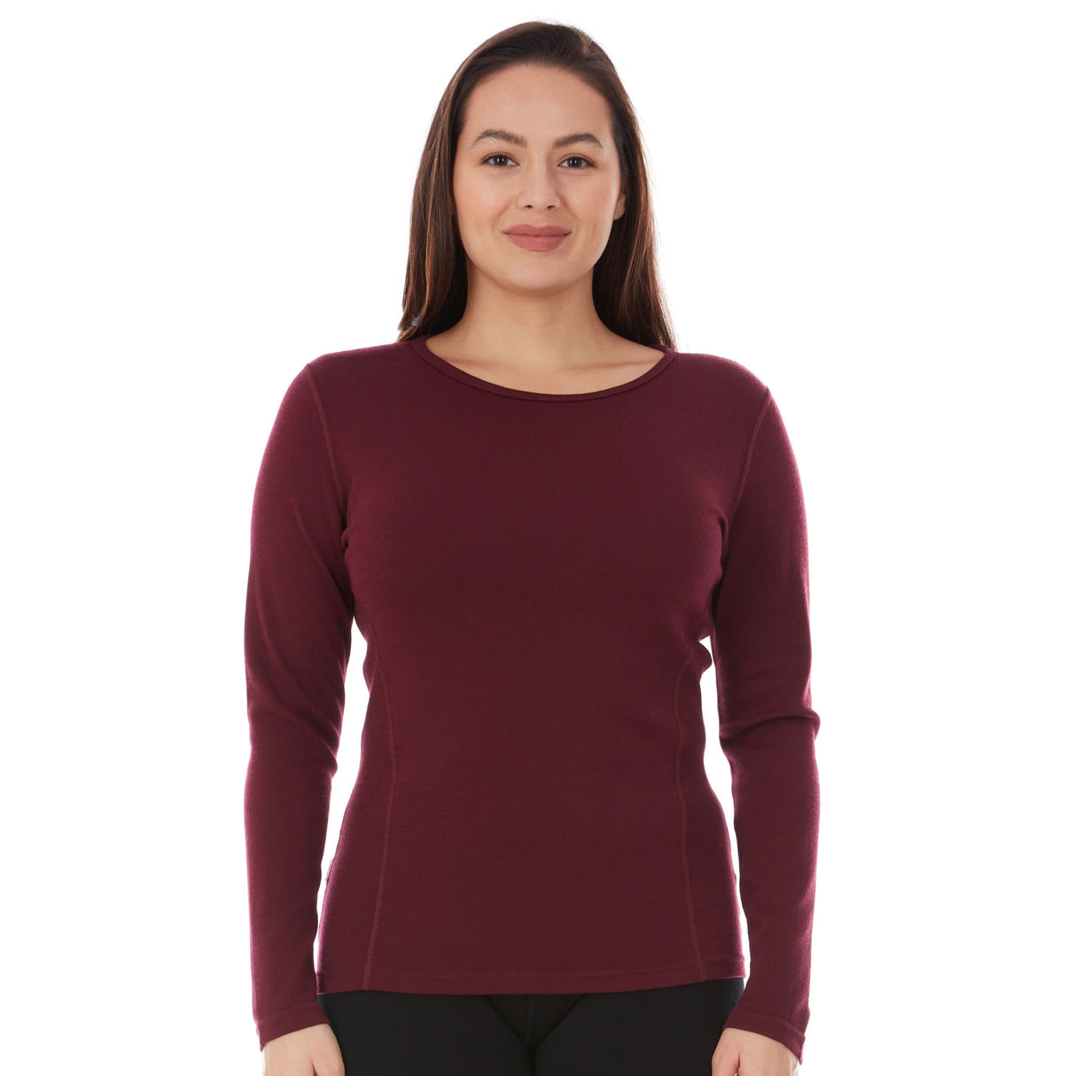 Midweight Women's Wool Crew Top -  100% Merino Wool