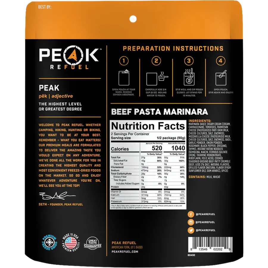 Peak Refuel | Beef Pasta Marinara