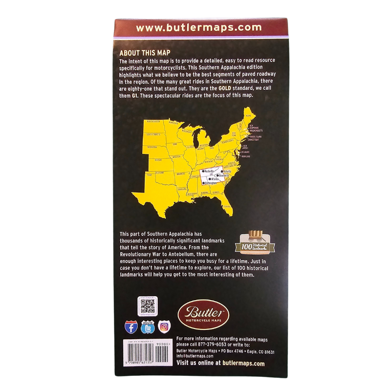 Butler Maps | Southern Appalachia G1 Map (AL, TN, NC, SC, GA)