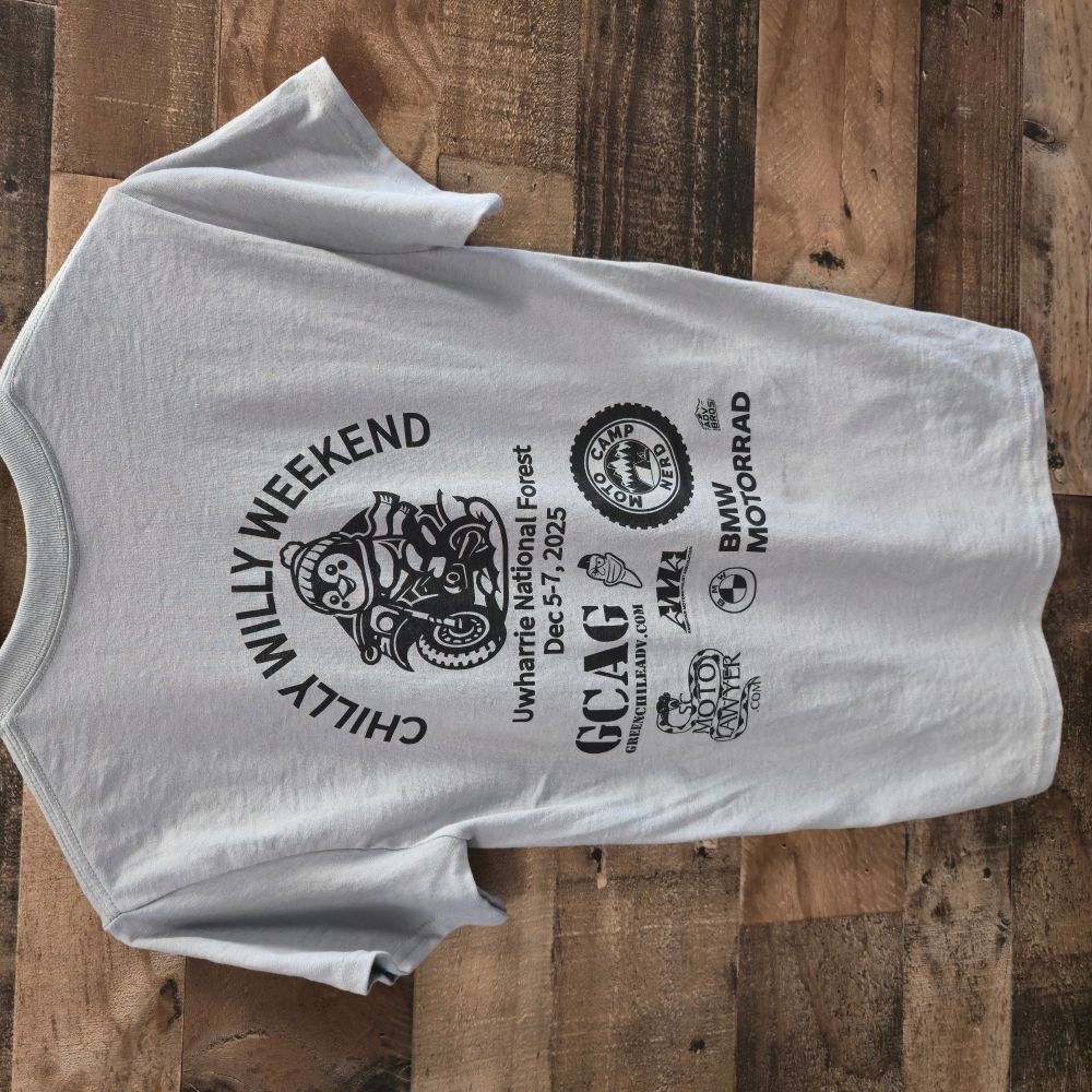 Chilly Willy Weekend 2025 T-shirt - Moto Camp Nerd - motorcycle camping