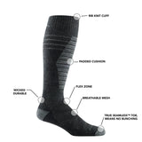 Darn Tough | Men's Edge Over-the-Calf Midweight Ski & Snowboard Sock - Moto Camp Nerd - motorcycle camping