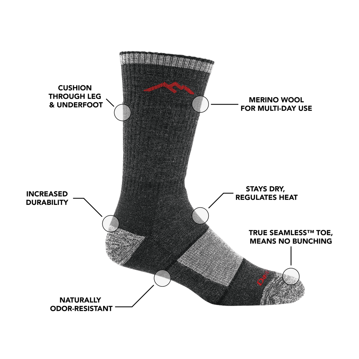 Darn Tough | Men's Hiker Boot Midweight Hiking Sock - Moto Camp Nerd - motorcycle camping