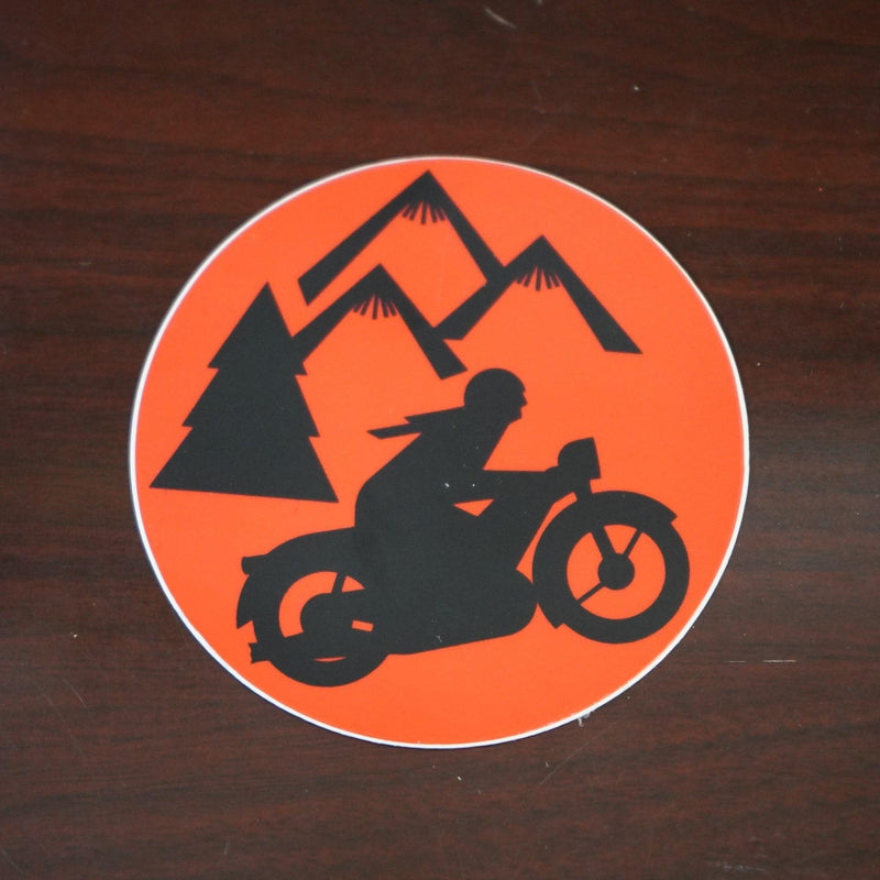 Dork in the Road Circle Logo Sticker - Moto Camp Nerd - motorcycle camping