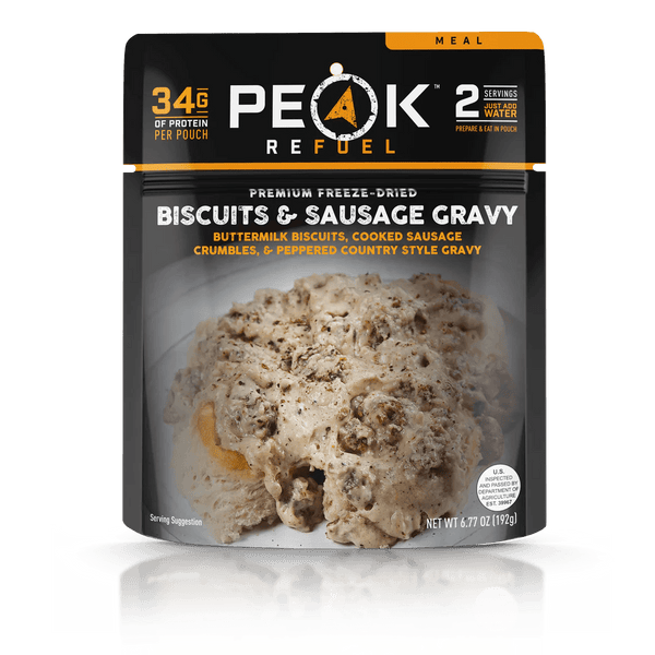 Peak Refuel | Biscuits & Sausage Gravy - Moto Camp Nerd - motorcycle camping
