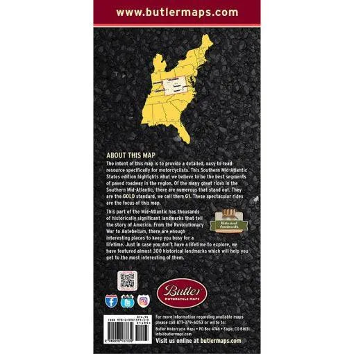 Butler Maps | Southern Mid-Atlantic States G1 map - Moto Camp Nerd - motorcycle camping