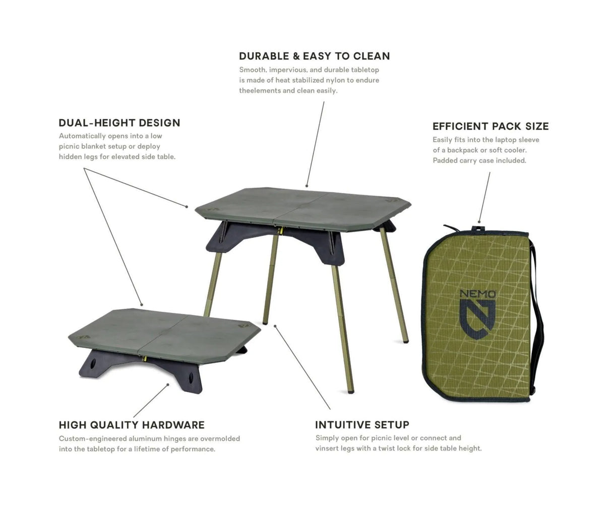 NEMO | Moonlander Dual Height Camp Table - Moto Camp Nerd - motorcycle camping